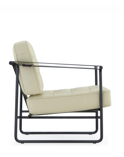 Lara Beige Genuine Leather Lounge Chair