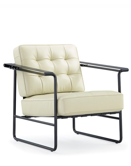 Lara Beige Genuine Leather Lounge Chair