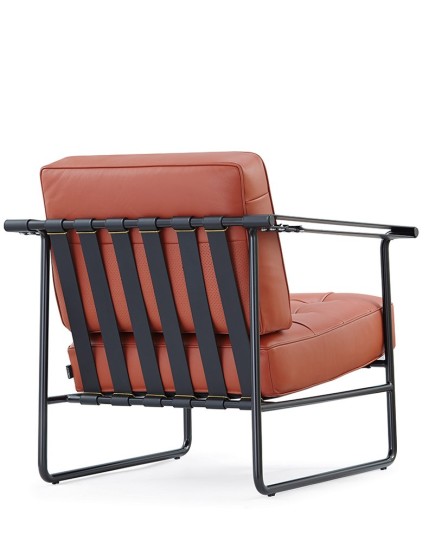 Lara Rust Brown Genuine Leather Lounge Chair