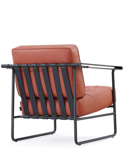 Lara Rust Brown Genuine Leather Lounge Chair