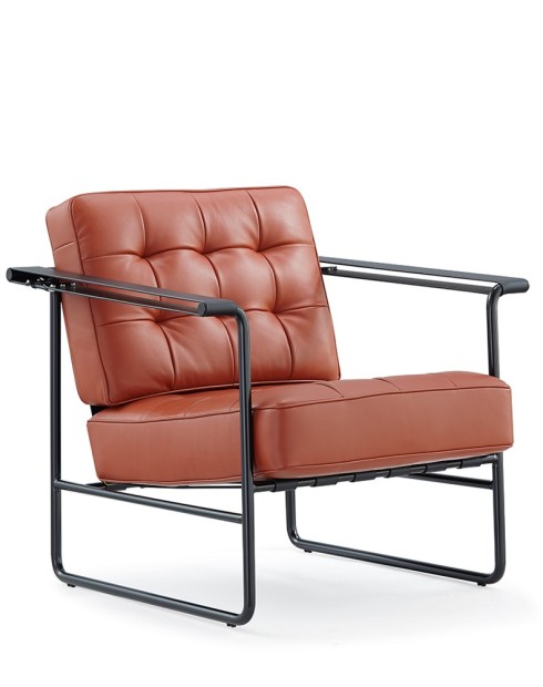 Lara Rust Brown Genuine Leather Lounge Chair