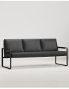 Detroit Black Three Seater Genuine Leather Arm Chair