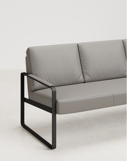 Detroit Beige Three Seater Genuine Leather Arm Chair