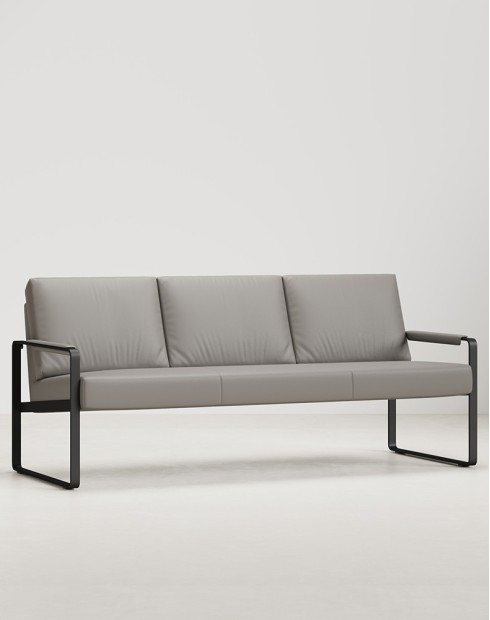 Detroit Beige Three Seater Genuine Leather Arm Chair