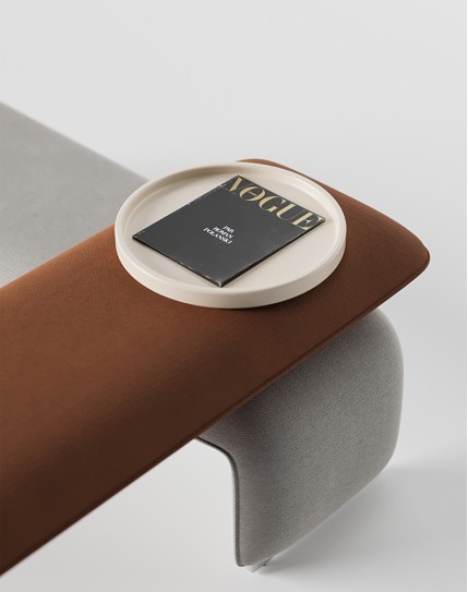 Terra Dark Orange Bench Sofa with Round Table