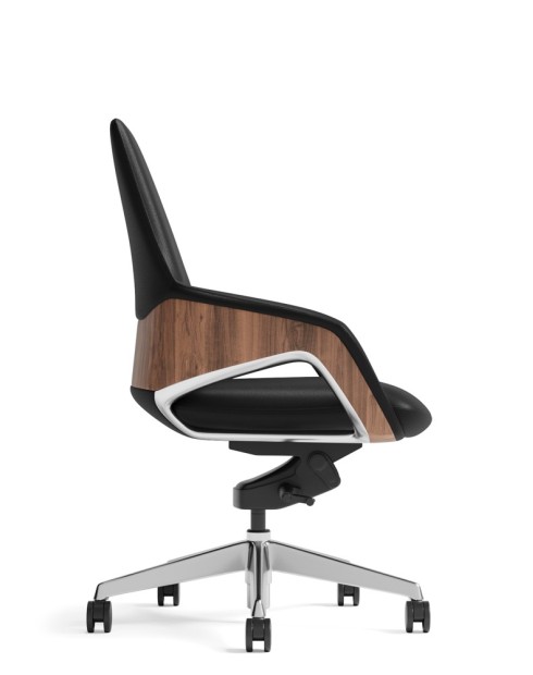 Opus Black Genuine Aniline Leather Low Back Executive Chair
