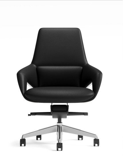 Opus Black Genuine Aniline Leather Low Back with Wood Insert Executive Chair
