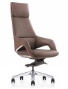 Opus Brown Genuine Aniline Leather with Wood Insert Executive Chair