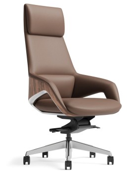 Opus Brown Genuine Aniline Leather High Back Executive Chair