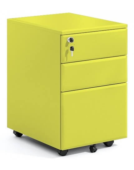 Colored Steel 3 Drawer Filing And Stationary Mobile Pedestal Work