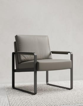 Detroit Grey Single Seater Genuine Leather Arm Chair