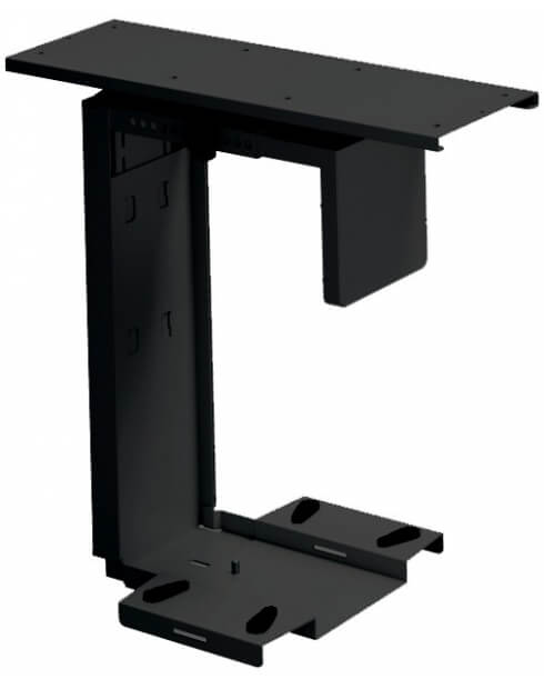 Black-Adjustable Under-Desk CPU Holder with 360 Degree Swivel