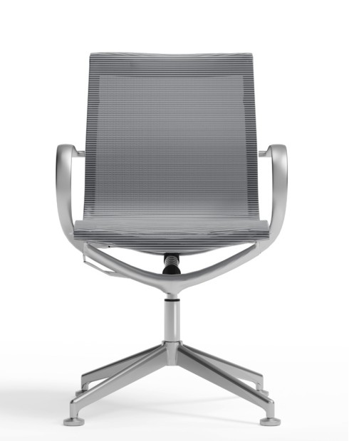 Sterling Brushed Glazed Aluminum Mesh Visitor Chair
