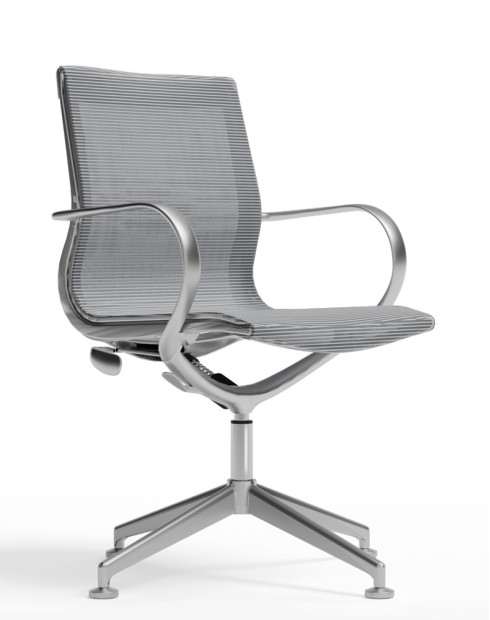 Sterling Brushed Glazed Aluminum Mesh Visitor Chair