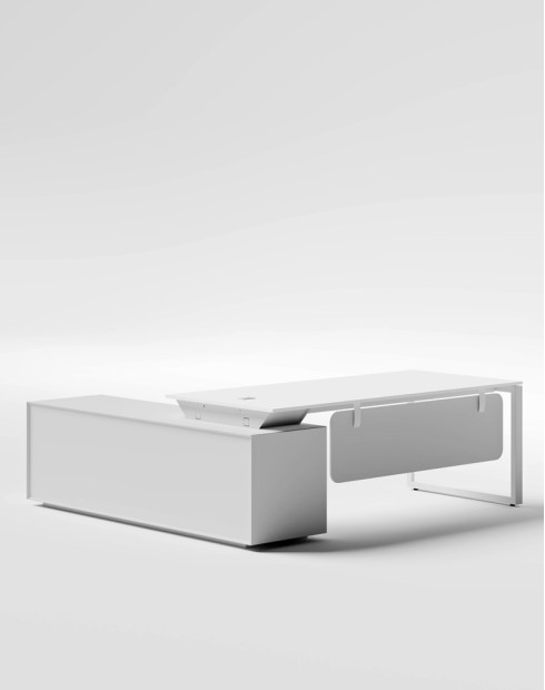 Manhattan L-Shape White Frame Executive Desk