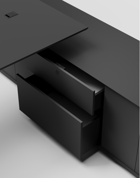 Zenon Black L-Shape Executive Desk Black Black