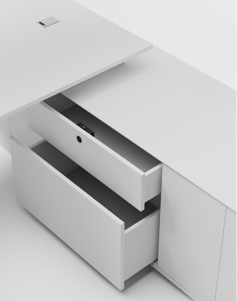 Manhattan L-Shape White Frame Executive Desk