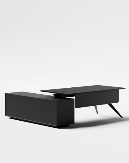 Zenon Black L-Shape Executive Desk