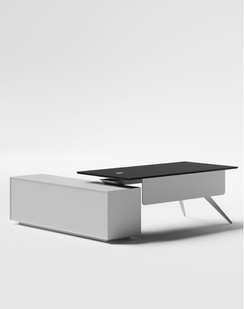 Zenon Black L-Shape Executive Desk Black