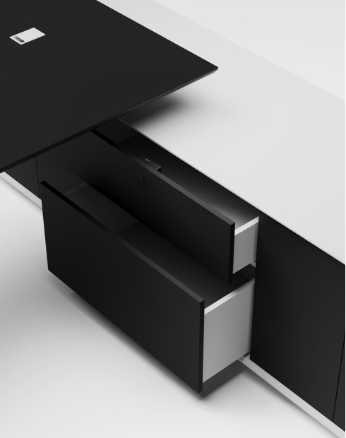 Zenon Black L-Shape Executive Desk Black