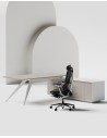 Zenon Black L-Shape Executive Desk Ash Grey