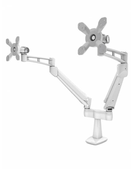 White Dual Arm Monitor Desk Mount Stand