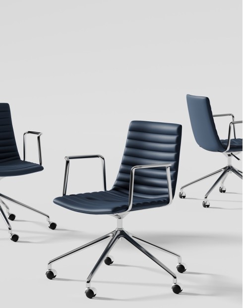 Simon Royal Blue Genuine Leather Deasigner Chair