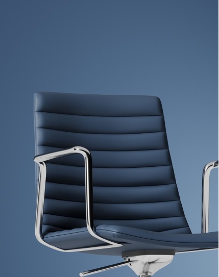 Simon Royal Blue Genuine Leather Deasigner Chair