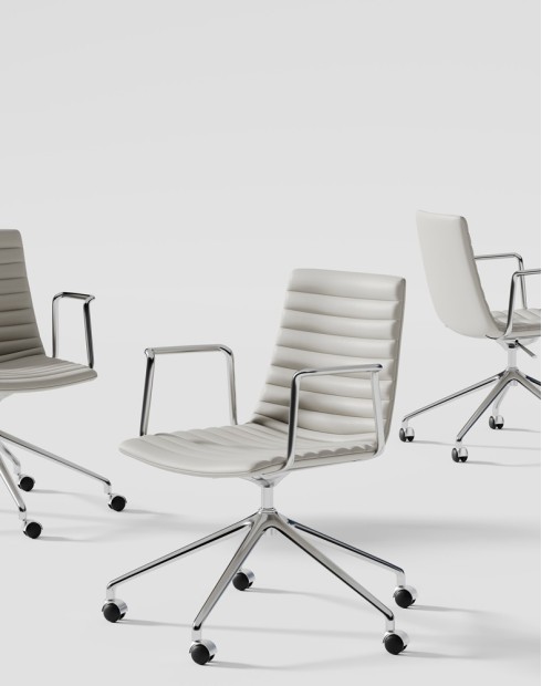 Simon White Genuine Leather Designer Chair