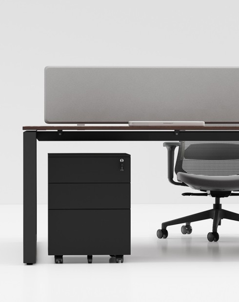 Black Steel 3-Drawer Filing and Stationary Mobile Pedestal