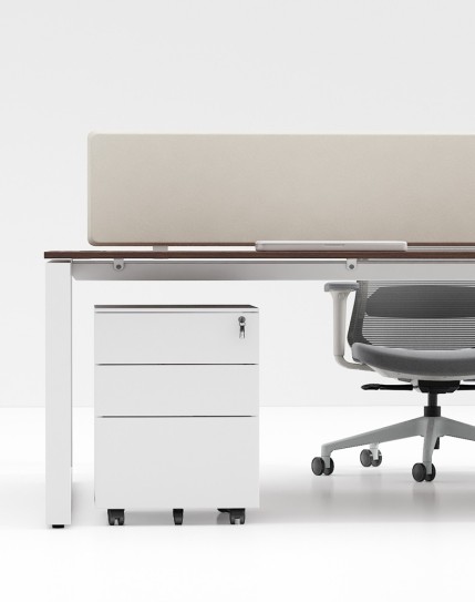 White Steel 3-Drawer Filing and Stationary Mobile Pedestal Beige