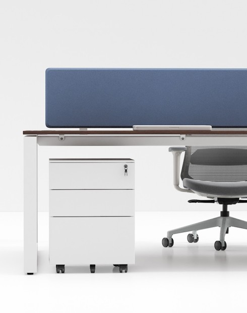 White Steel 3-Drawer Filing and Stationary Mobile Pedestal Blue