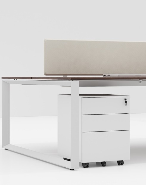 White Steel 3-Drawer Filing and Stationary Mobile Pedestal Beige