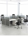 Focus Cluster of 4x Face to Face Cubicle Workstation with Glass Partition