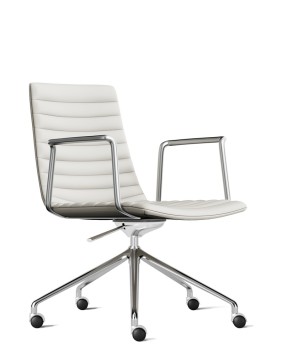 Simon White Genuine Leather Designer Chair