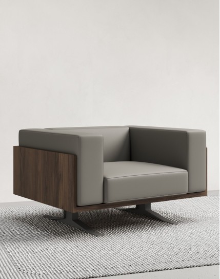 Boston Single Seater Aniline Leather Veneer Sofa