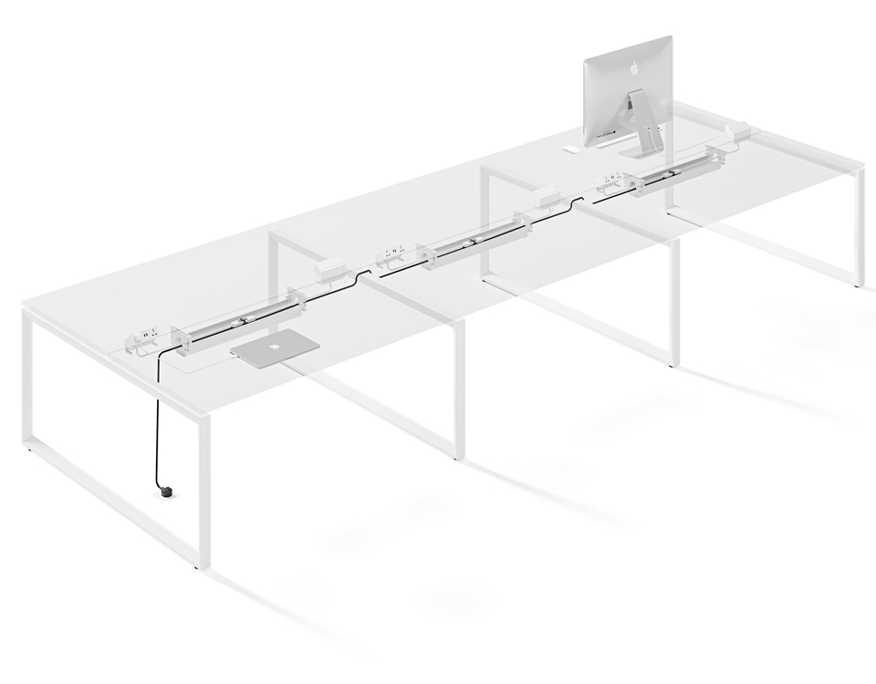 6x Users Desktop Interlink Power Access and Cable Management Solution